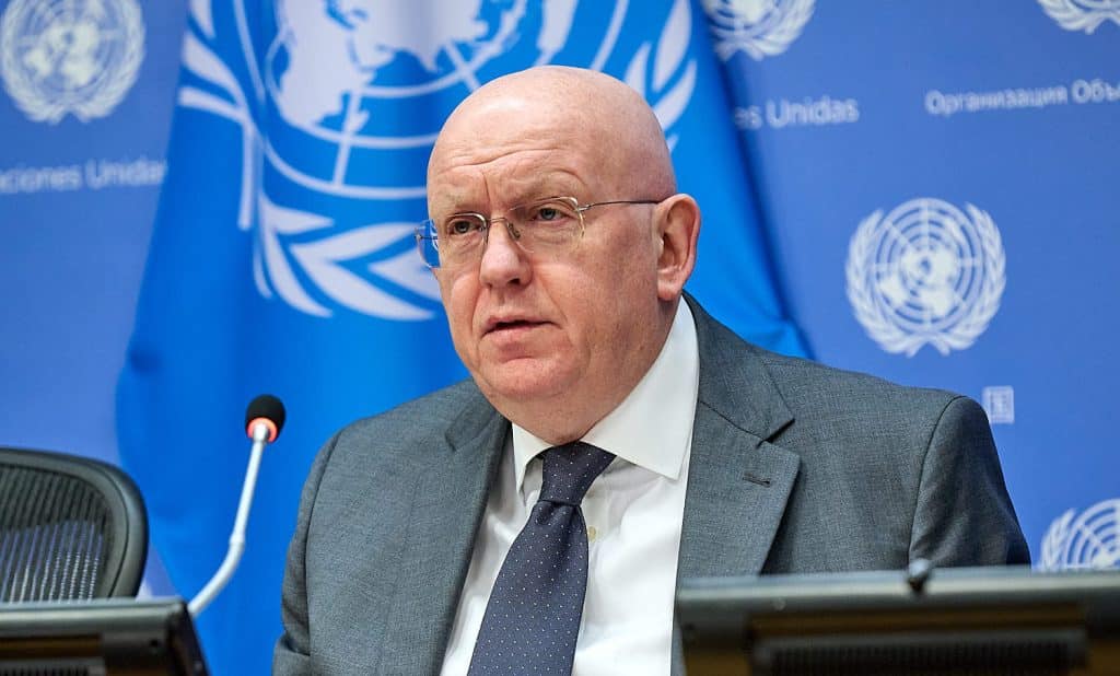 Ambassador Vassily Nebenzia of Russia at UN Press Conference on April 3, 2023